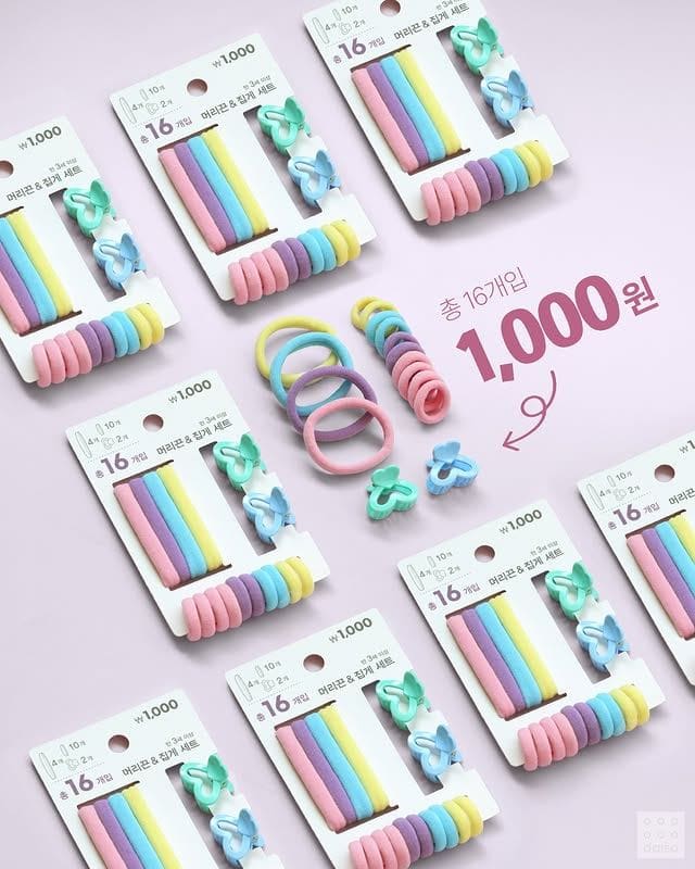 다이소 천원픽 머리끈&집게 세트 출시! 16개 구성인데 1,000원🎀 이미지 3